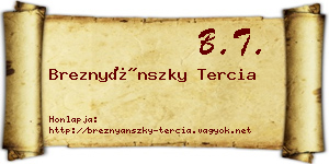Breznyánszky Tercia névjegykártya
